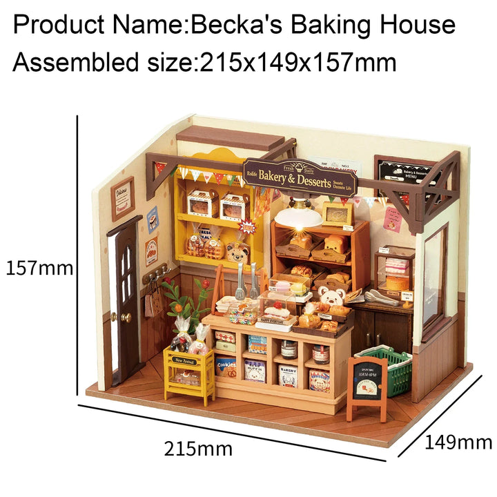 Lisslune | Miniature Cafe Wooden Assembly DIY Bakery Kit