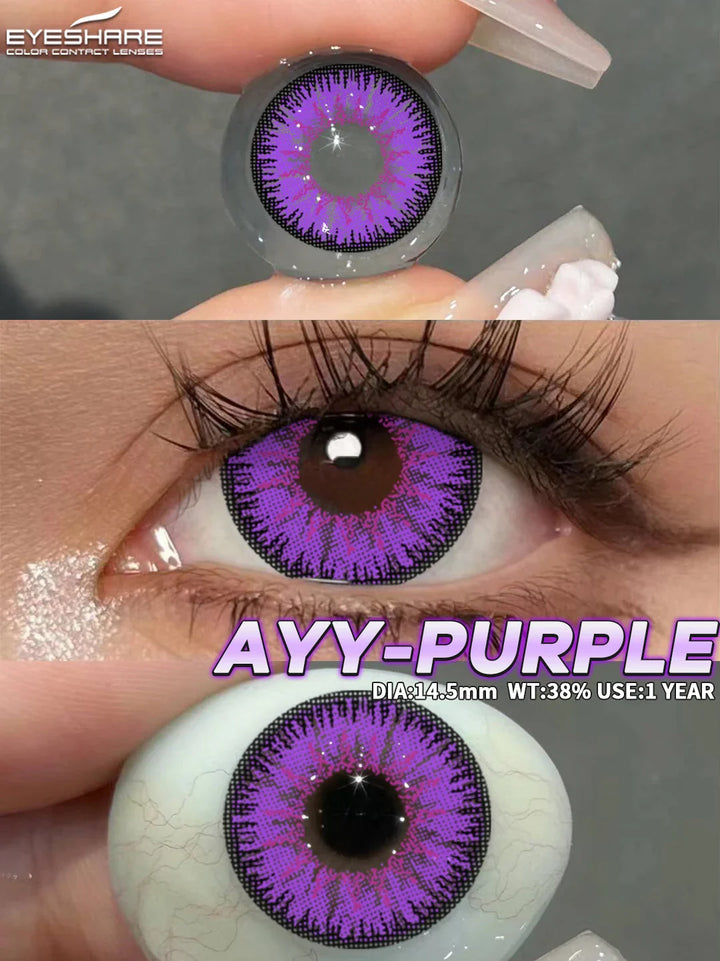 Rynx | 1 Pair Colored Contact Lenses Purple Eye Lenses Yearly Cosplay Red Lenses Cosmetic Contact Halloween Gentle Makeup Pupils