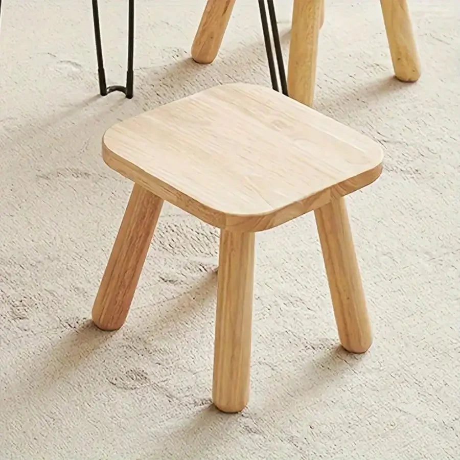 Rynx | 1pc Solid Wood Shoe Change Stool Small Walnut Colored Stool Furniture for Living Room Entrance Bathroom Bedroom Kitchen