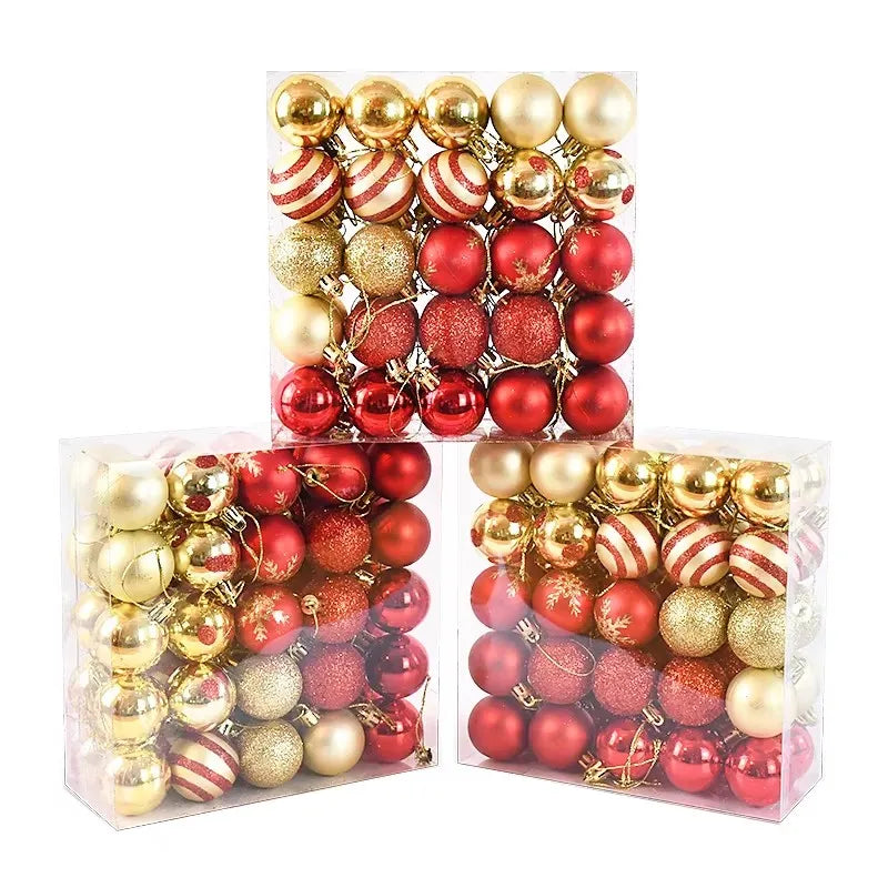 Rynx 50pcs/box 4cm Christmas balls ornament Xmas tree hanging ball pendant 2024 Christmas decoration for home 2025 New Year gifts