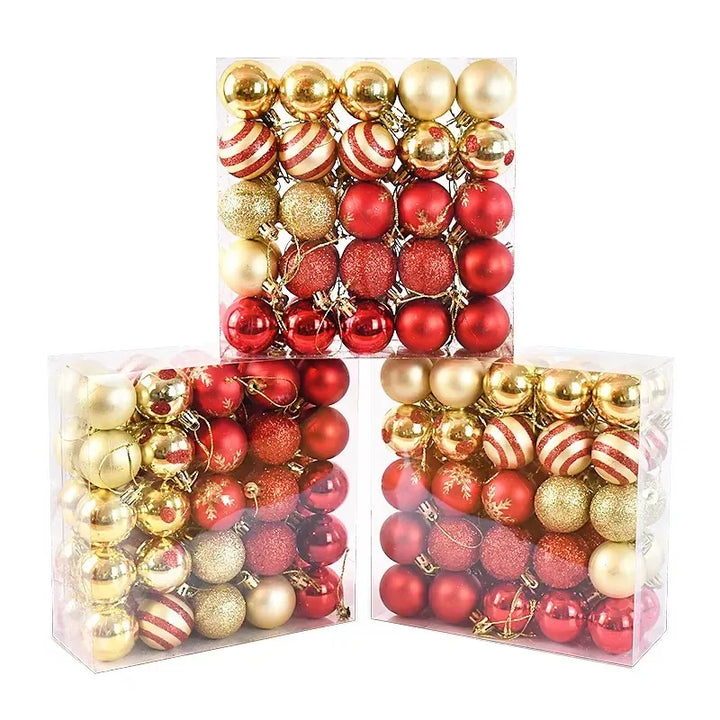 Rynx 50pcs/box 4cm Christmas balls ornament Xmas tree hanging ball pendant 2024 Christmas decoration for home 2025 New Year gifts