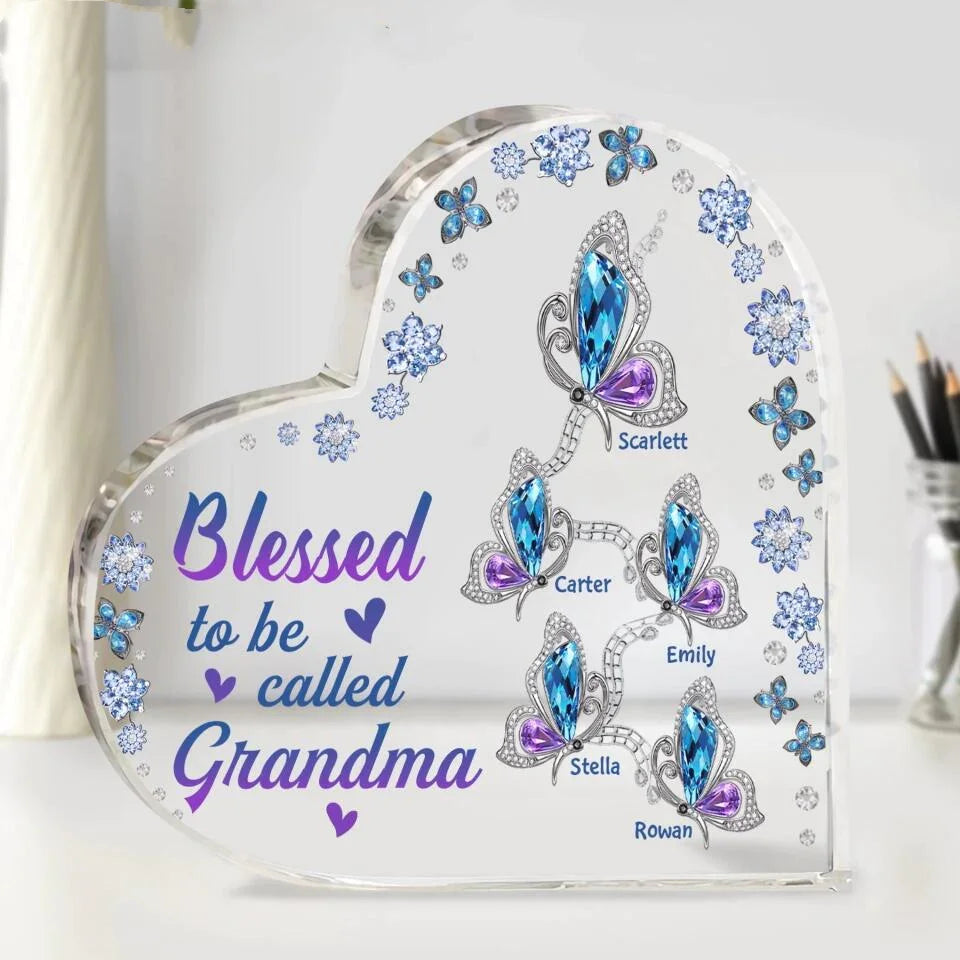 Rynx | Hand print grandmother print acrylic heart plaque grandmother birthday gifts son for grandmother keepsake bedroom table desk decor
