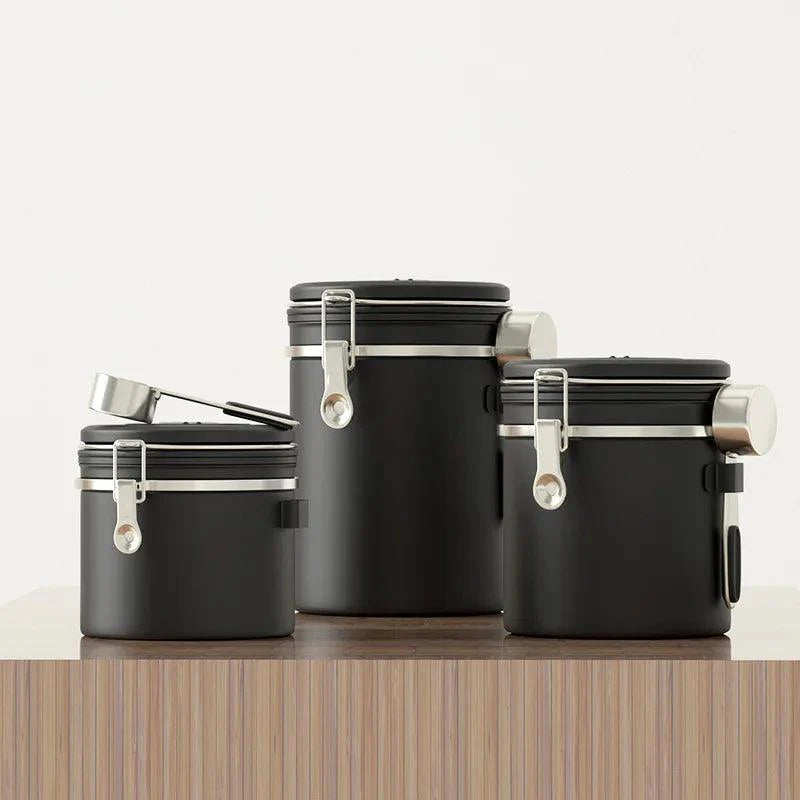 Lisslune | Stylish stainless steel coffee bean containers with date marker and carbon release valve