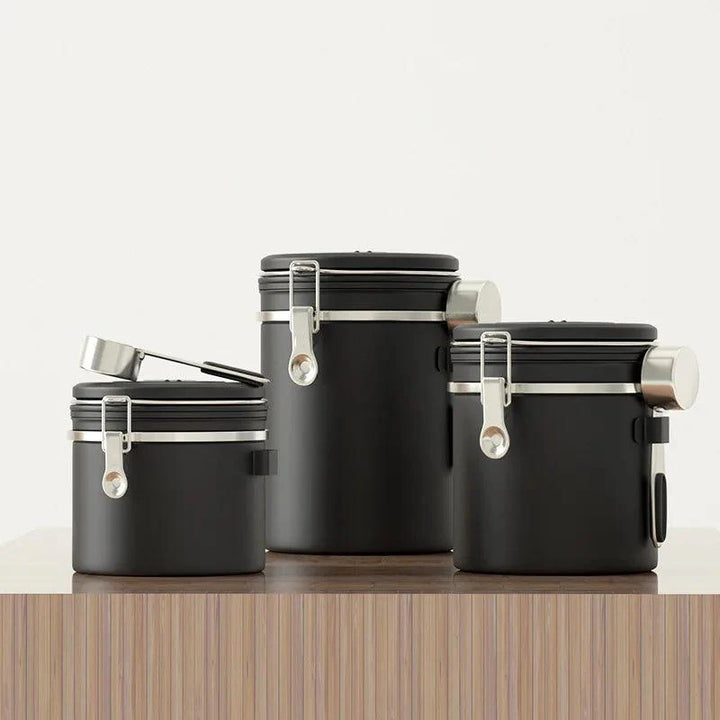 Lisslune | Stylish stainless steel coffee bean containers with date marker and carbon release valve
