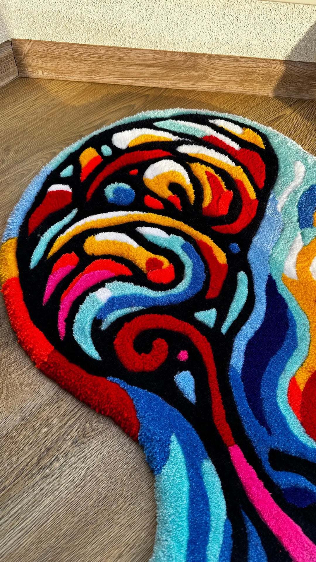 Rynx | Colorful Artificial Cashmere Thick Carpet Digital Printing Technique Simple Housewarming Gift Handcrafted Non-Slip Decorative Carpet