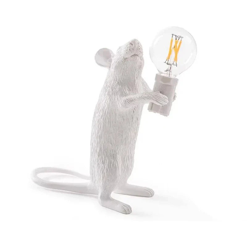 Lisslune | Modern LED Animal Table Lamps: Resin Rat, Cat, and Squirrel Night Lights