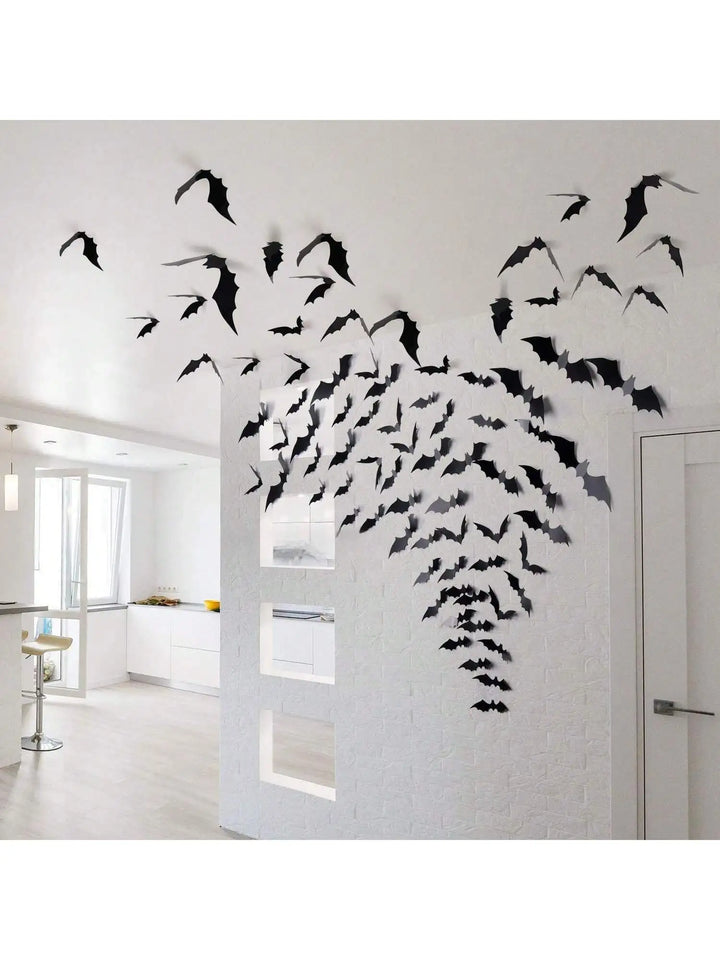 Rynx | 60 pieces 3D waterproof black bats wall decoration Halloween decoration