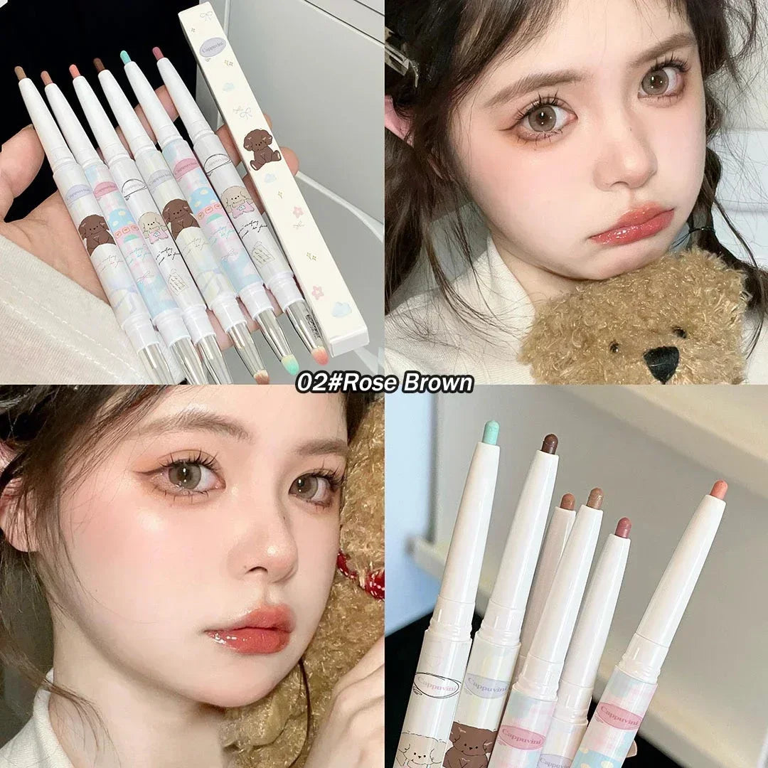 Rynx | Double Head Eyeliner Aegyo-sal Colored Eyeliner Gel Pencil Quick Drying Lying Silkworm Eyeliner Pencil Tea Brown Eyeshadow Makeup