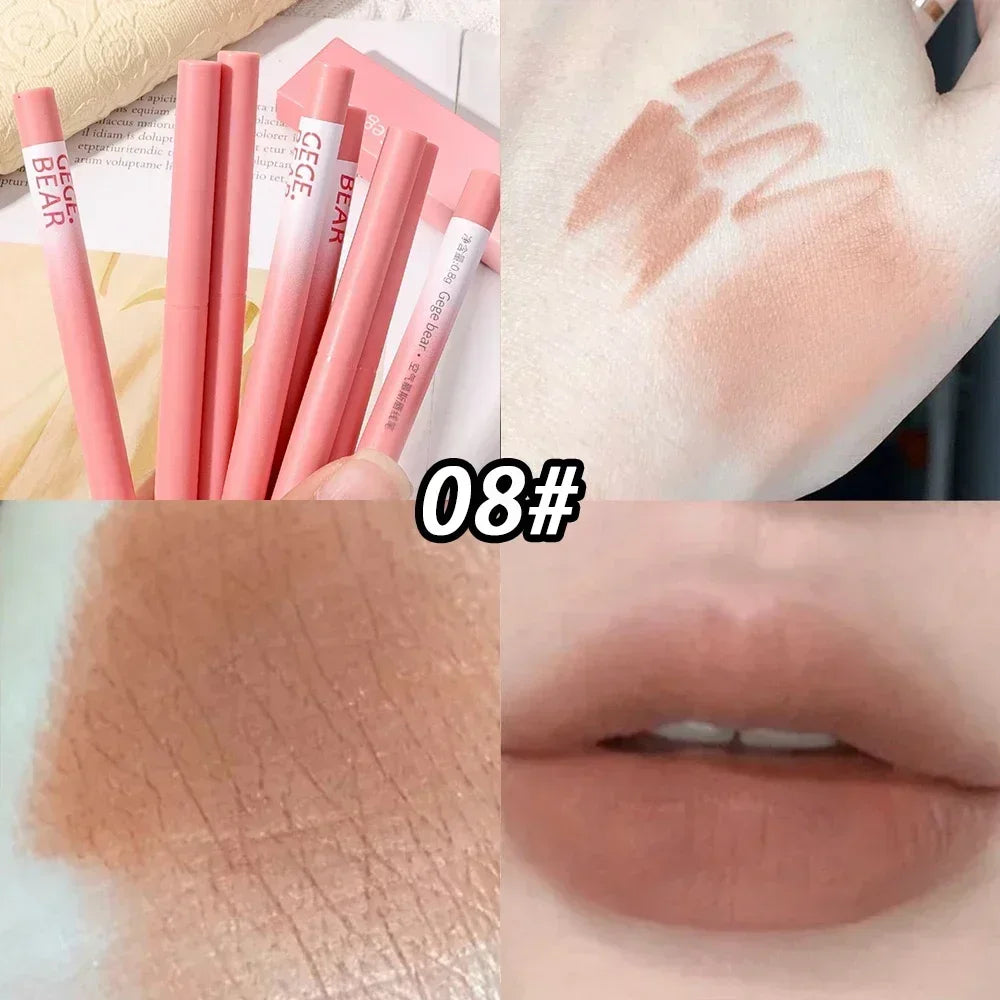 Rynx | Waterproof Lipstick Pencil Matte Nude Soft Solid Lipstick Pencil Long-lasting Professional Women's Lip Contour Korean Makeup