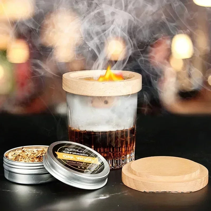 Lisslune | Wooden Cocktail Smoker Kit: Enhance Your Drinks with a Smoky Flavor - Ideal for Whiskey and Bar Accessories