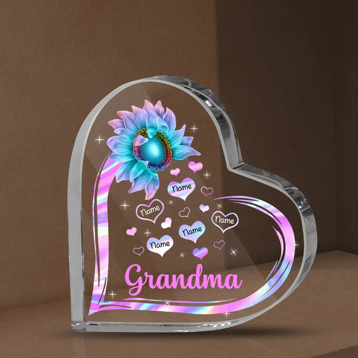 Rynx | Hand print grandmother print acrylic heart plaque grandmother birthday gifts son for grandmother keepsake bedroom table desk decor