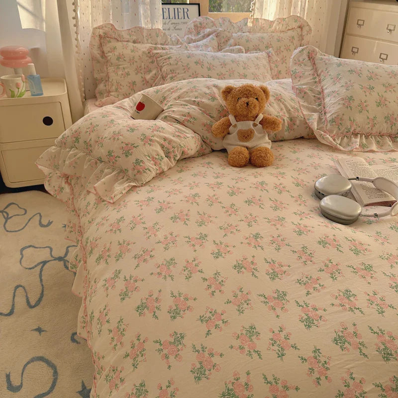 Rynx | Cute Print Bed Sheet Set Girls' Room Bedding Set Single/Double/Queen/King Size Bedding Set Soft Bedding sábanas para cama