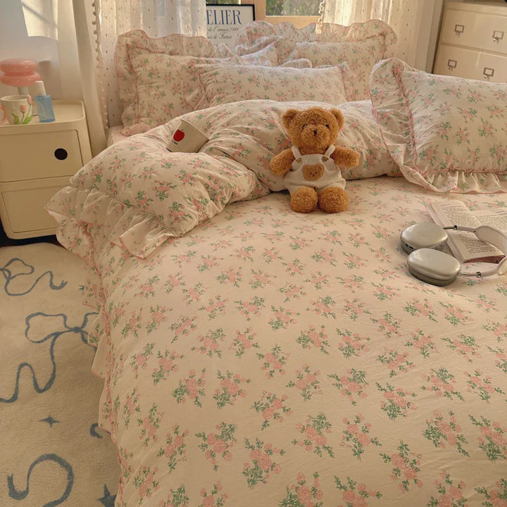 Rynx | Cute Print Bed Sheet Set Girls' Room Bedding Set Single/Double/Queen/King Size Bedding Set Soft Bedding sábanas para cama