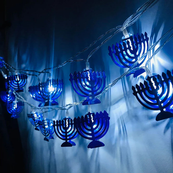 Rynx 1.65M 10LED Judaism Mogen David Star Lights String Hanukkah Shavuot Jewish Festival of Dedication Menorah Party Supplies