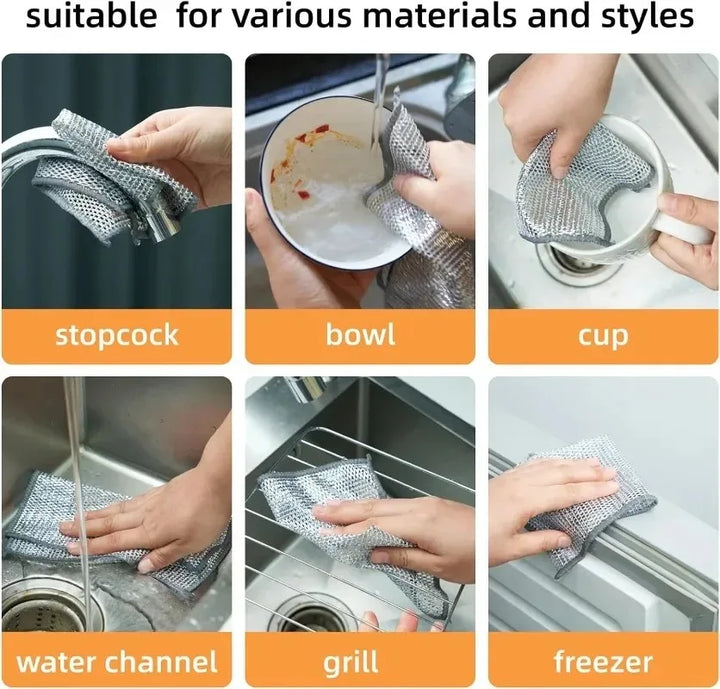 Lisslune | Silver Wire Double-Sided Ultra-Absorbent Design Cleaning Cloth
