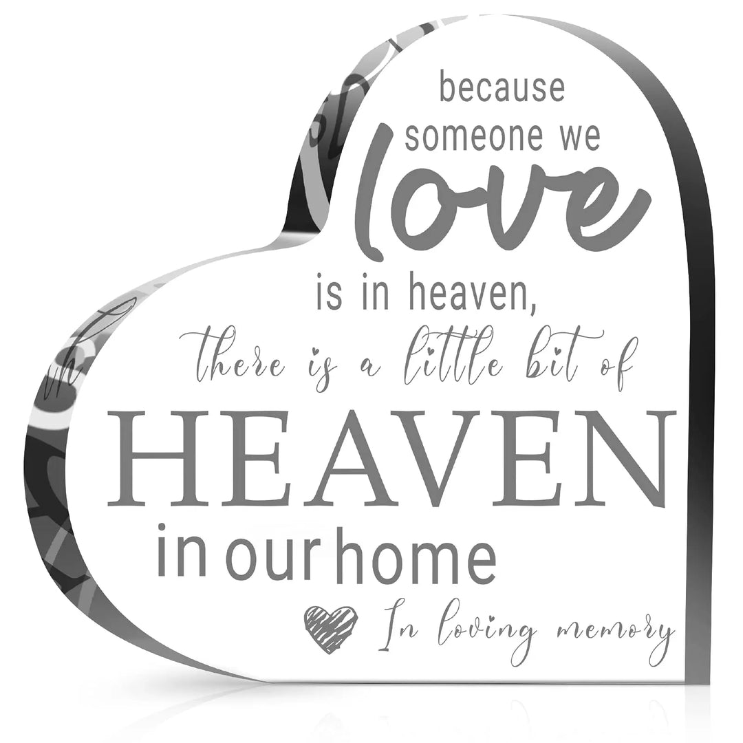 Rynx | Bird Angel Sky Print Acrylic Heart Plaque Durable Memorial Gift for Loss of Mom Dad Grandma Grandmother Table Decoration