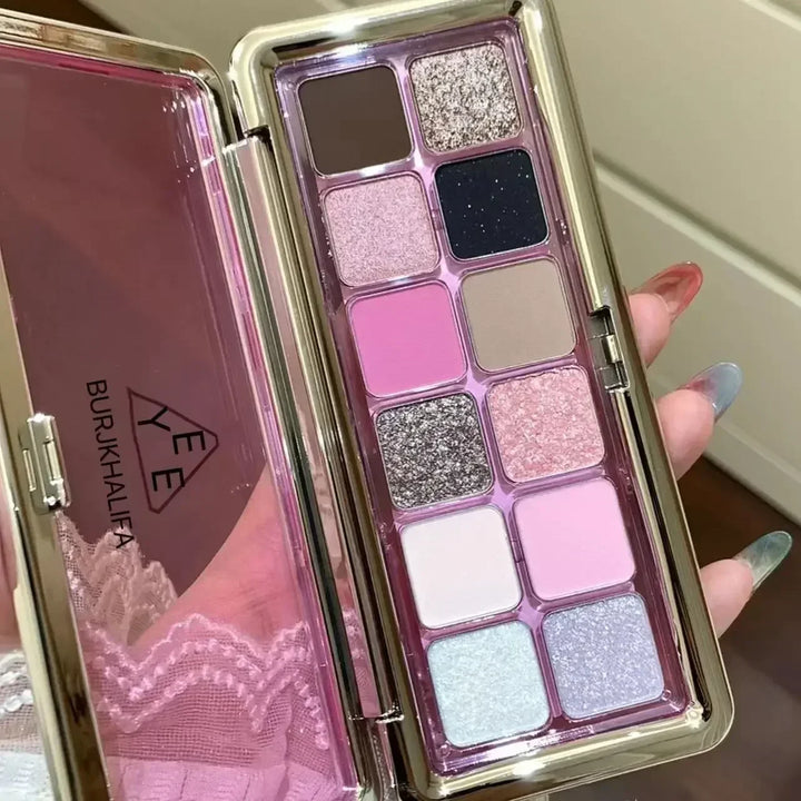 Rynx | Cement 12-Color Eyeshadow Palette Matte Pearl Glitter Earth Tone Cold Tea Brown Waterproof Eyeshadow Shiny Korean Makeup