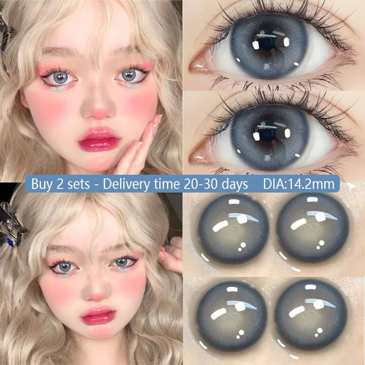 Lisslune | 1 Pair Korean Lenses Colored Contact Lenses for Eyes Prescription Myopia Beauty Pupil Soft Blue Lenses