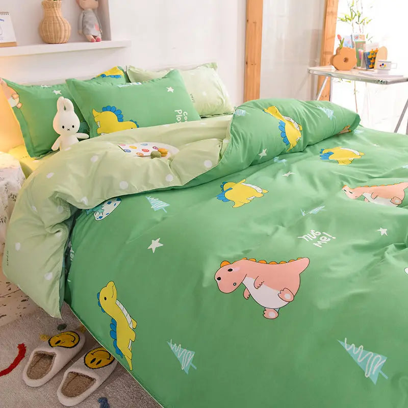 Rynx | Orange Bedding Set Girls Boys Bedding Sheet Plaid Duvet Cover No Filling 240x220 Single Double Queen King Bedding