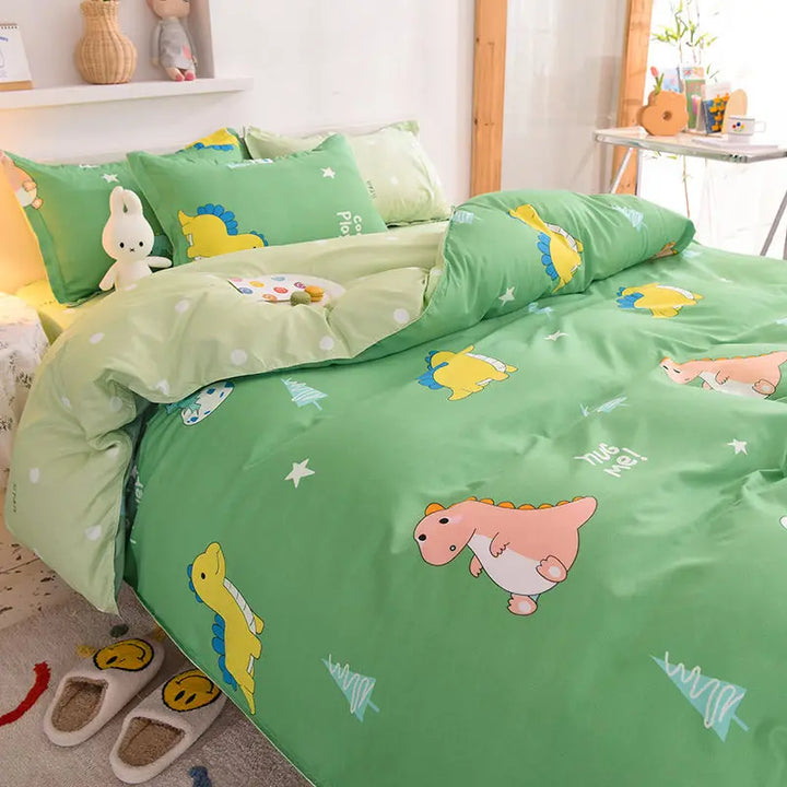 Rynx | Orange Bedding Set Girls Boys Bedding Sheet Plaid Duvet Cover No Filling 240x220 Single Double Queen King Bedding
