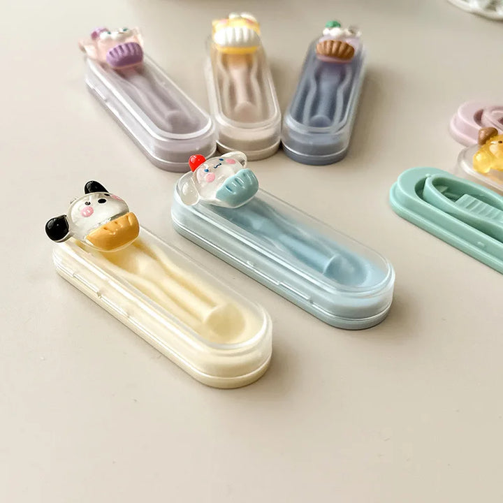 Lisslune | 1PCS Cute Anime Travel Contact Lens Tweezers Suction Stick Plastic Mini Contact Lens Case Portable Lens Box