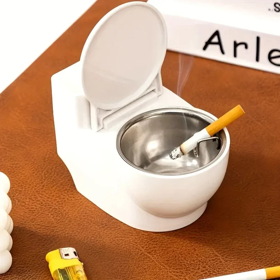 Rynx | Creative ashtray in toilet shape with lid, wall-mounted removable ashtray, anti-fall thick table ashtray storage box