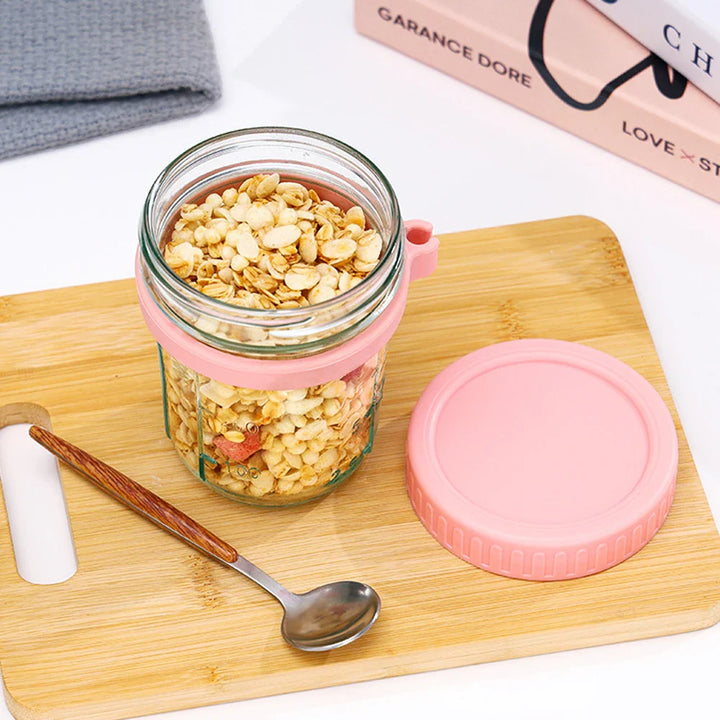 Lisslune | Multifunctional Portable Breakfast Cup with Lid and Spoon - Perfect for Oatmeal, Cereal, Nuts, Yogurt, Salad, and More! Heat-Resistant Tumbler for Juice and Milk On-the-Go