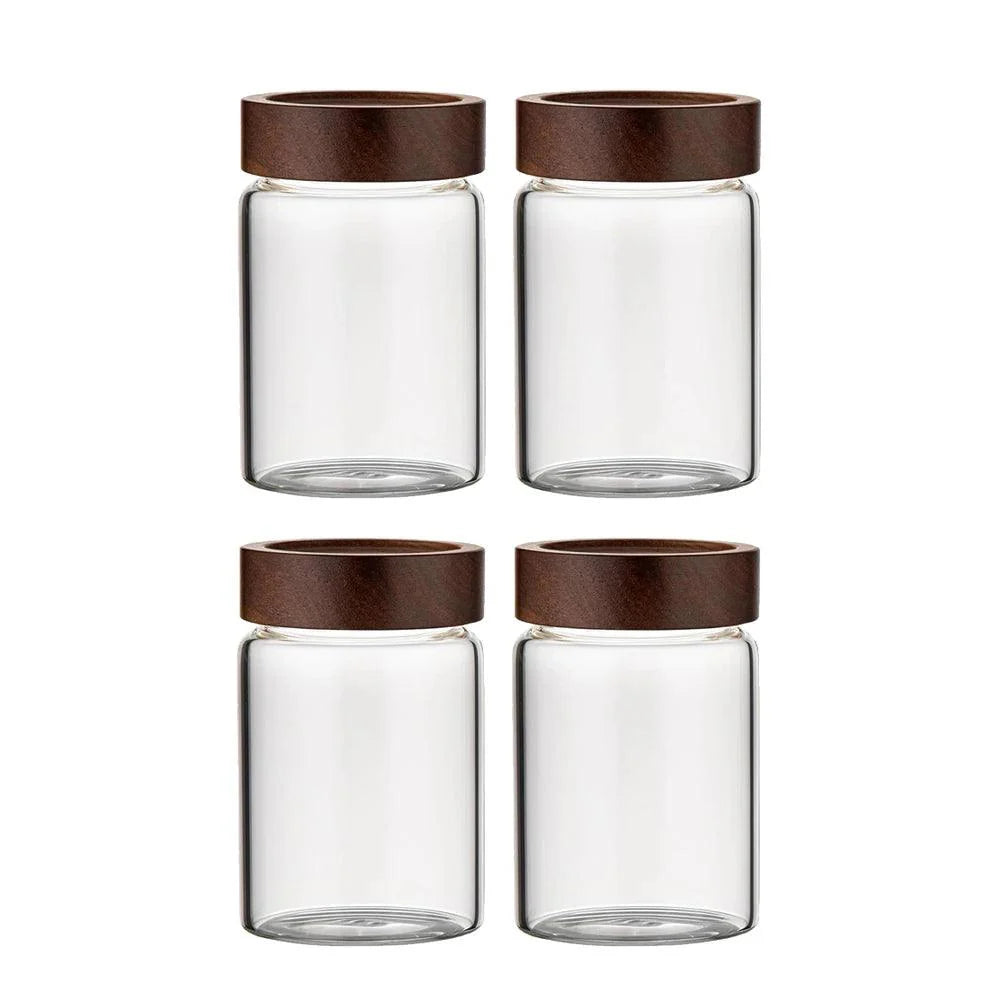 Lisslune | Stylish airtight glass containers with acacia wood lids - Ideal for storing food and spices
