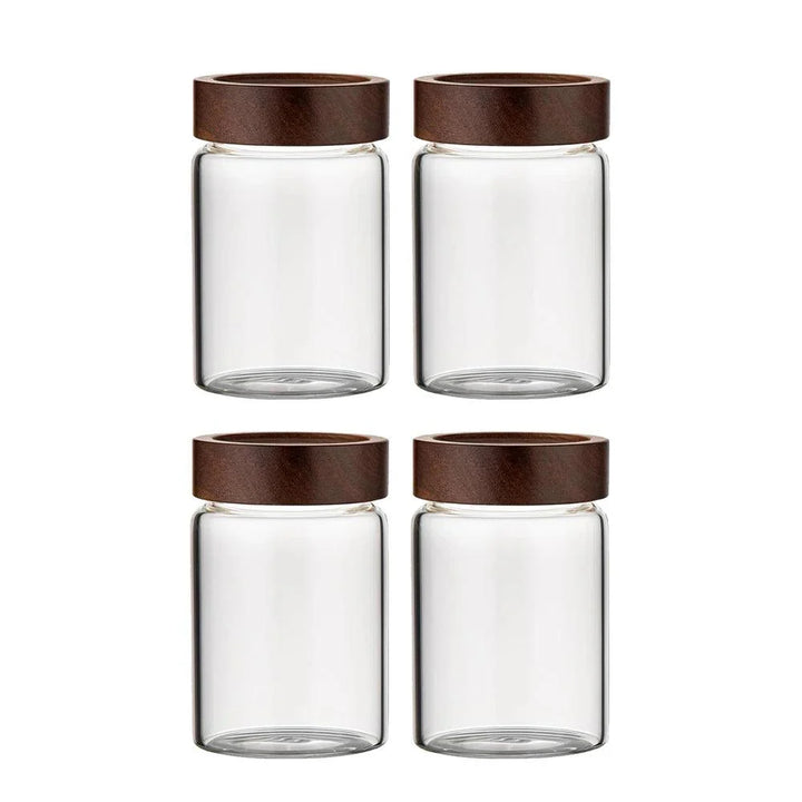 Lisslune | Stylish airtight glass containers with acacia wood lids - Ideal for storing food and spices