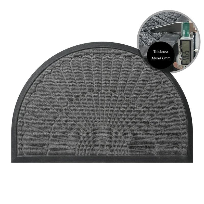 Lisslune | Superiore Non-slip Black and Gray Half-moon Outdoor Entrance Mat