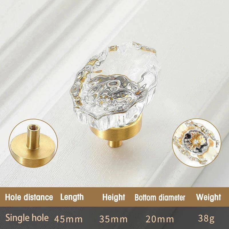 Lisslune | Chic Gold-Base Crystal Glass Knobs for Stylish Kitchen Cabinets and Furniture