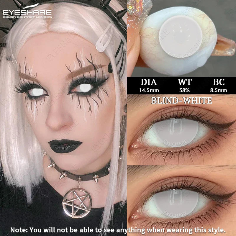 Rynx | 2pcs Halloween White Contact Lenses Anime Color Cosplay Black Lenses Crazy Red Beauty Makeup Lens Multicolor Lens