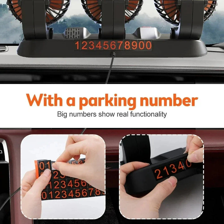 Lisslune | 360° Adjustable 3-Head Car Fan USB/12V/24V – AirFlow