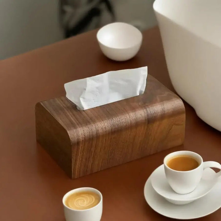 Rynx | Living Room Tissue Box Walnut Wood Tissue Holder Napkin Box Table Desk Storage Box Wood Toilet Paper Box