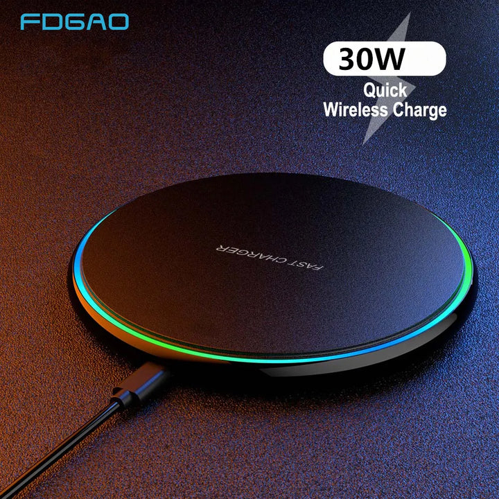 Lisslune | 30W Fast Wireless Charging Pad | Premium USB C Charging Cable MagSafe Charger for Apple iPhone, Samsung & Android - Fast Wireless Charging Pad