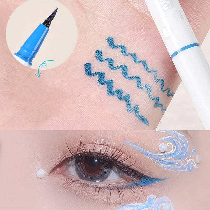 Rynx | Ultra-fine liquid eyeliner pen waterproof long-lasting blue red sweat-proof quick-drying matte eyeliner pen eye makeup cosmetics