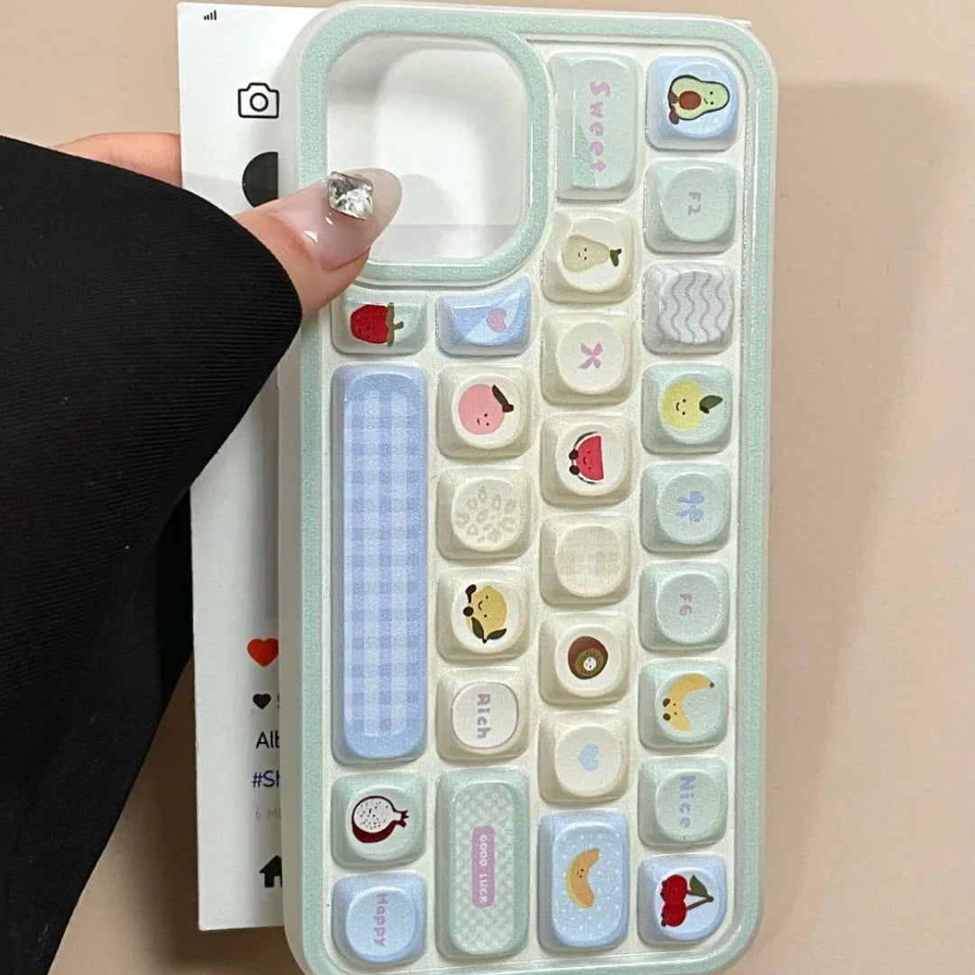 Lisslune | Kreatives süßes Obst Tieretui kompatibel für iPhone 11 13 15 16 14 12 Pro Max 15 16 13 12 Pro 3D Tastatur weiche Hülle