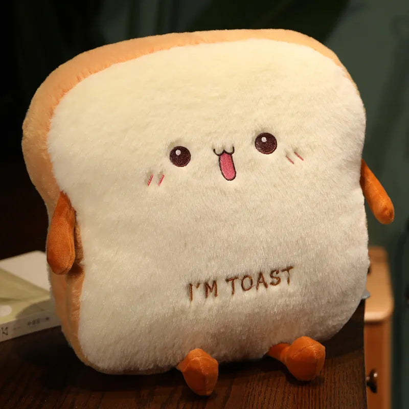 Lisslune | New 1pc 35cm Plush Bread Cushion Sweet Simulation Food Toast Soft Doll Warm Hand Cushion Home Decoration Kids Toy Birthday Gift