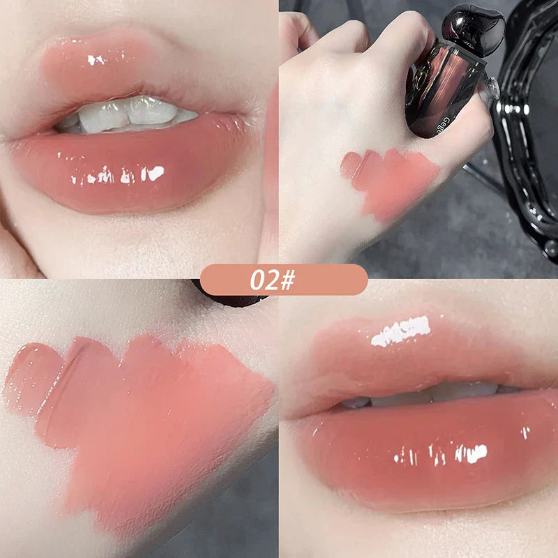 Rynx | Dark Purple Lipgloss Water Light long-lasting clear moisturizing Mirror Pink Peach Lip Tint non-sticky Cup liquid lipstick Makeup