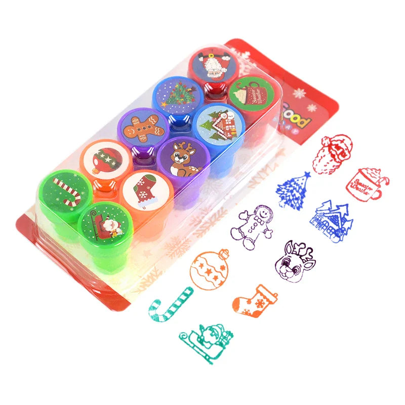 Rynx 10pcs Cartoon Animal Unicorn Self-Inking Stamp Toy Kids Birthday Party Gifts Goodie Bag Pinata Filler Boy Girl Christmas Gift
