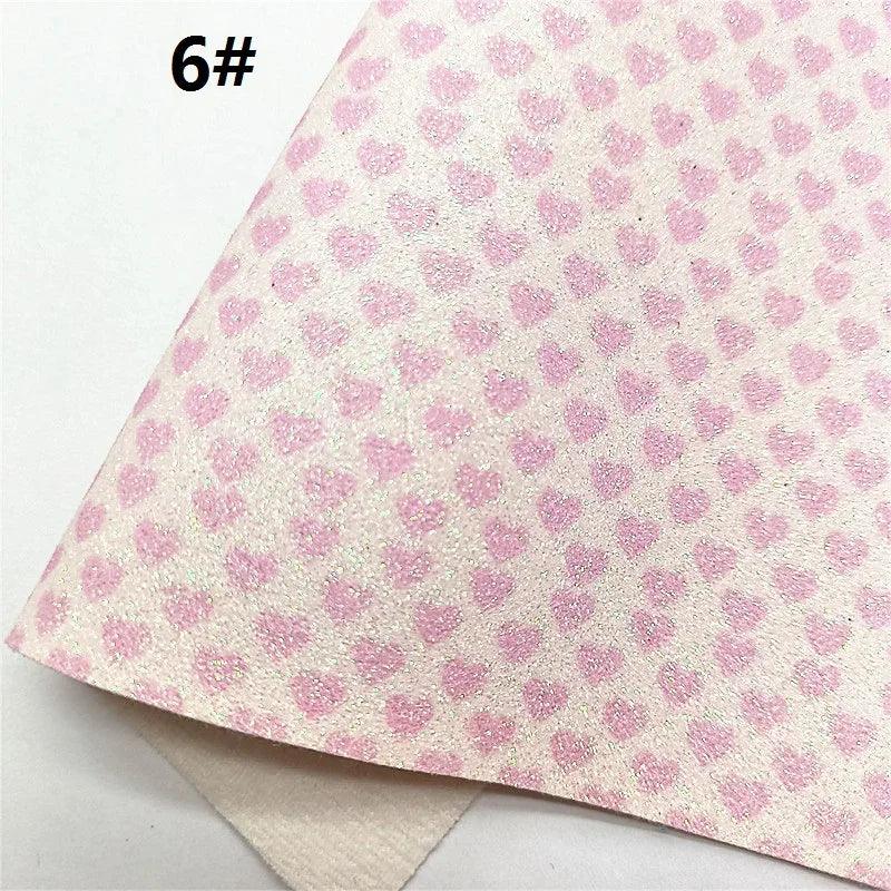 Lisslune | Sparkling Pink Heart & Cloud Synthetic Leather Crafting Sheet - Ideal for DIY Projects