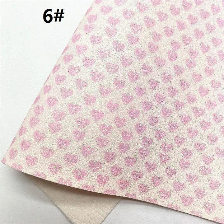 Lisslune | Sparkling Pink Heart & Cloud Synthetic Leather Crafting Sheet - Ideal for DIY Projects