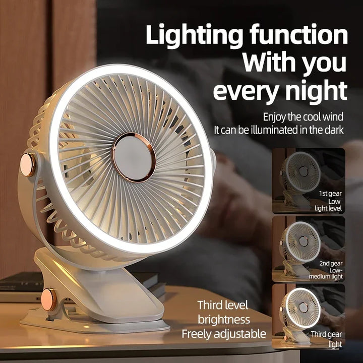 Lisslune | Multi-Angle Outdoor Clip-On Rechargeable Cooling Fan