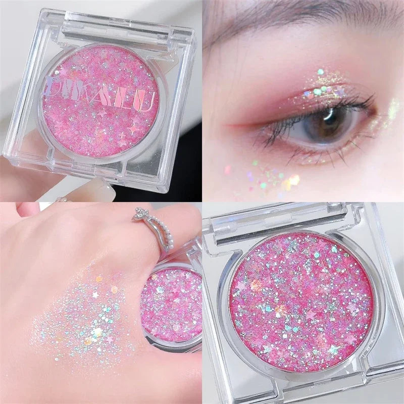 Rynx | Shiny Heart Sequins Glitter Gel Eyeshadow Cream Blue Pink Gold Star/Moon Nail Loose Sequins Glue Halloween Party Body Eye Makeup