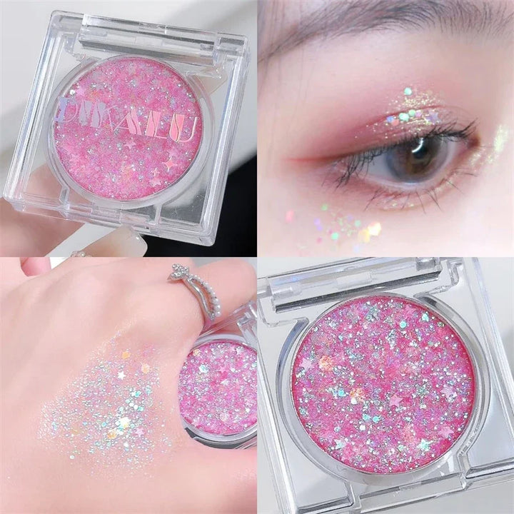 Rynx | Shiny Heart Sequins Glitter Gel Eyeshadow Cream Blue Pink Gold Star/Moon Nail Loose Sequins Glue Halloween Party Body Eye Makeup