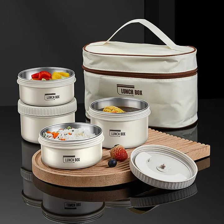 Lisslune | Stainless Steel Thermo Bento Lunch Box Set with Portable Stackable Design