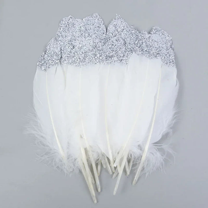Rynx 10/20 pcs. Gold dipped feather Natural goose turkey feathers for wedding party gift box cake decoration balloon filler DIY crafts