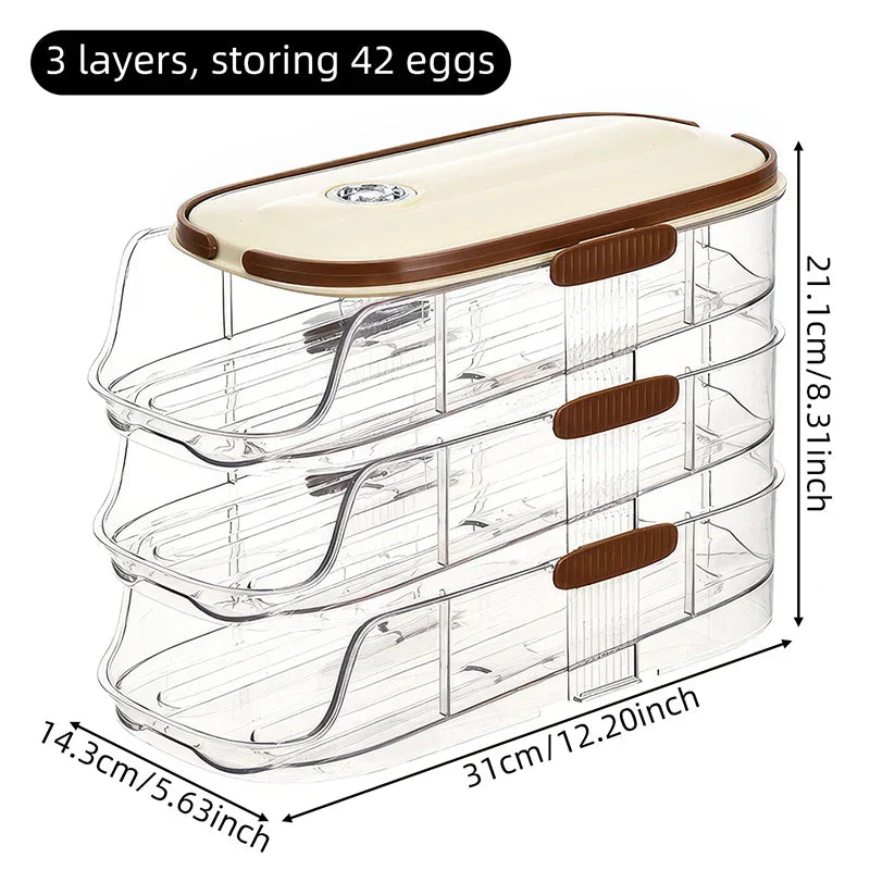 Lisslune | Fridge Organizer Automatic Rolling Transparent Egg Storage Box
