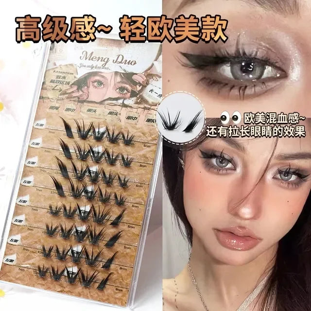 Rynx | Hybri Flying Fox False Eyelashes Single Cluster Hybrid Extension Segmented Natural Fox Eye Effect Single Eyelash Makeup Tool