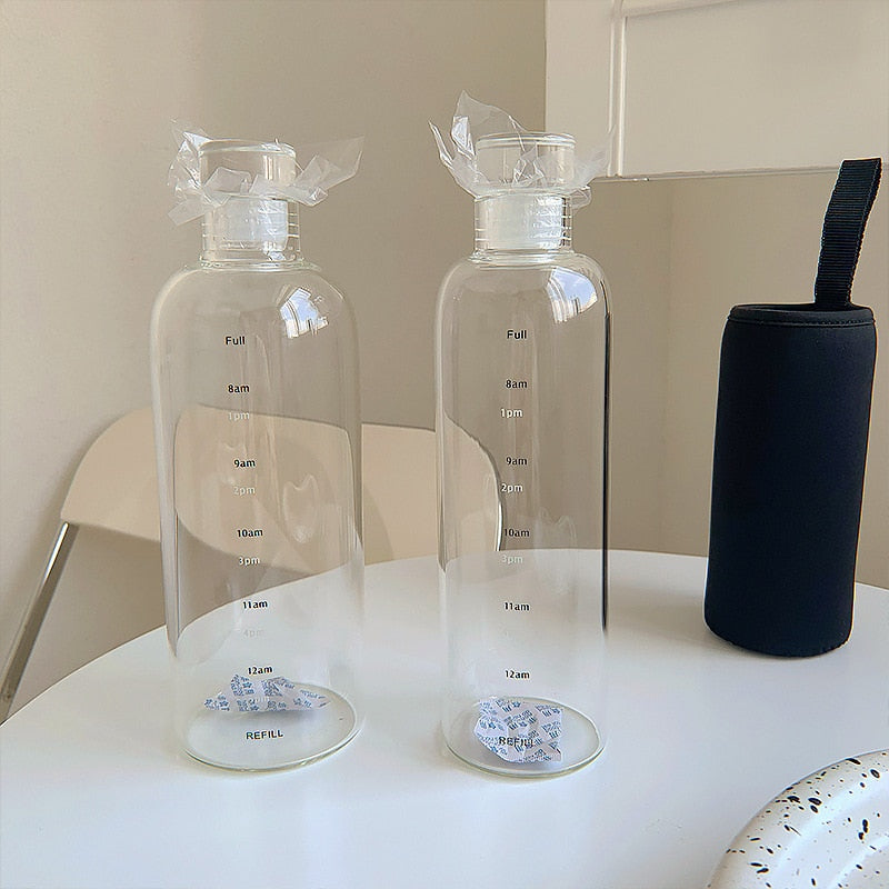 Lisslune | Time Scale Heat-Resistant Glass Water Bottle